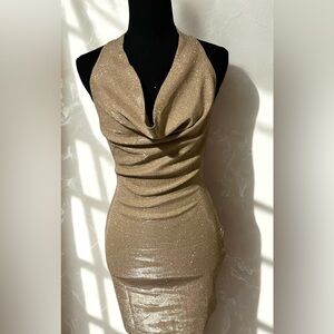 Princess Polly Shimmering Gold Backless Mini Dress